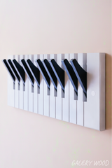 Wall Mountable Piano Towel Coat Umbrella Bag Hanger Hook Rack Coat Hooks - Black and White