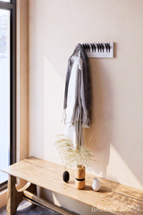 Piano Coat (10 Key) - Wall Mountable Piano Towel Coat Umbrella Bag Hanger Hook Rack Coat Hooks - Black and White