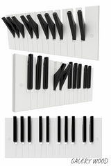 Piano Coat (10 Key) - Wall Mountable Piano Towel Coat Umbrella Bag Hanger Hook Rack Coat Hooks - Black and White