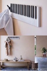 Piano Coat (21 Key) -Wall Mountable Piano Towel Coat Umbrella Bag Hanger Hook Rack Coat Hooks - Black and White