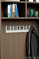 Piano Coat (21 Key) -Wall Mountable Piano Towel Coat Umbrella Bag Hanger Hook Rack Coat Hooks - Black and White