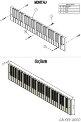 Piano Coat (21 Key) -Wall Mountable Piano Towel Coat Umbrella Bag Hanger Hook Rack Coat Hooks - Black and White