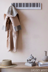 Piano Coat (21 Key) -Wall Mountable Piano Towel Coat Umbrella Bag Hanger Hook Rack Coat Hooks - Black and White