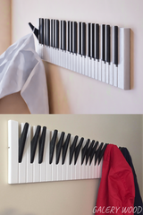 Piano Coat (21 Key) -Wall Mountable Piano Towel Coat Umbrella Bag Hanger Hook Rack Coat Hooks - Black and White