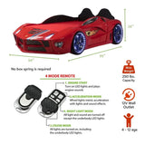 MOON Luxury Twin Race Car Bed with LED Lights & Sound FX Uscarbed