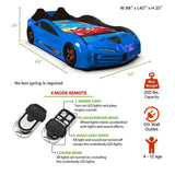 SPEEDY RX Twin Race Car Bed with LED Lights & Sound FX carbedus