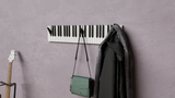 Piano Coat (21 Key) -Wall Mountable Piano Towel Coat Umbrella Bag Hanger Hook Rack Coat Hooks - Black and White