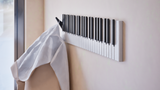 Piano Coat (21 Key) -Wall Mountable Piano Towel Coat Umbrella Bag Hanger Hook Rack Coat Hooks - Black and White