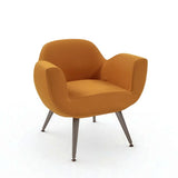 Birdy Modern Single-Seater Accent Chair with Fabric Upholstery and Painted Metal Legs