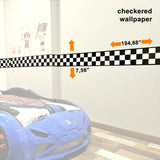 Checkered Wall Decal Sticker for Kidsroom US Car Bed