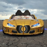GTM Twin Race Car Bed with LED Lights &amp; Sound FX