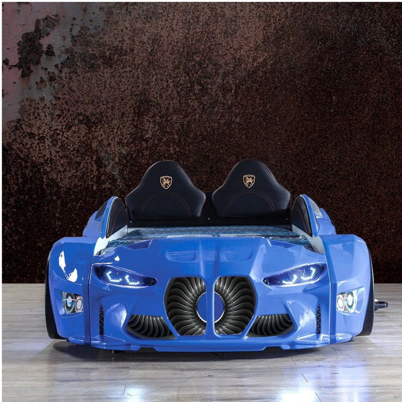 GTM Twin Race Car Bed with LED Lights &amp; Sound FX