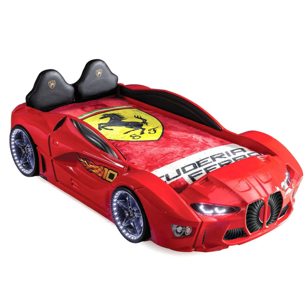 GTM Twin Race Car Bed with LED Lights &amp; Sound FX