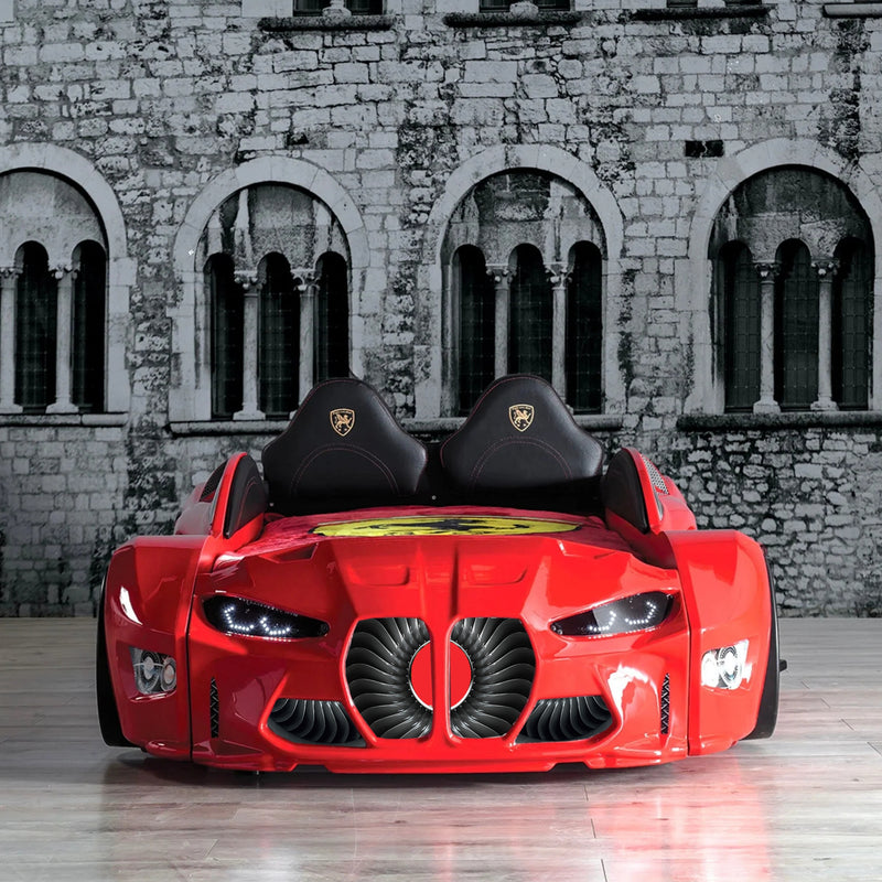 GTM Twin Race Car Bed with LED Lights &amp; Sound FX