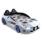 GTM Twin Race Car Bed with LED Lights &amp; Sound FX