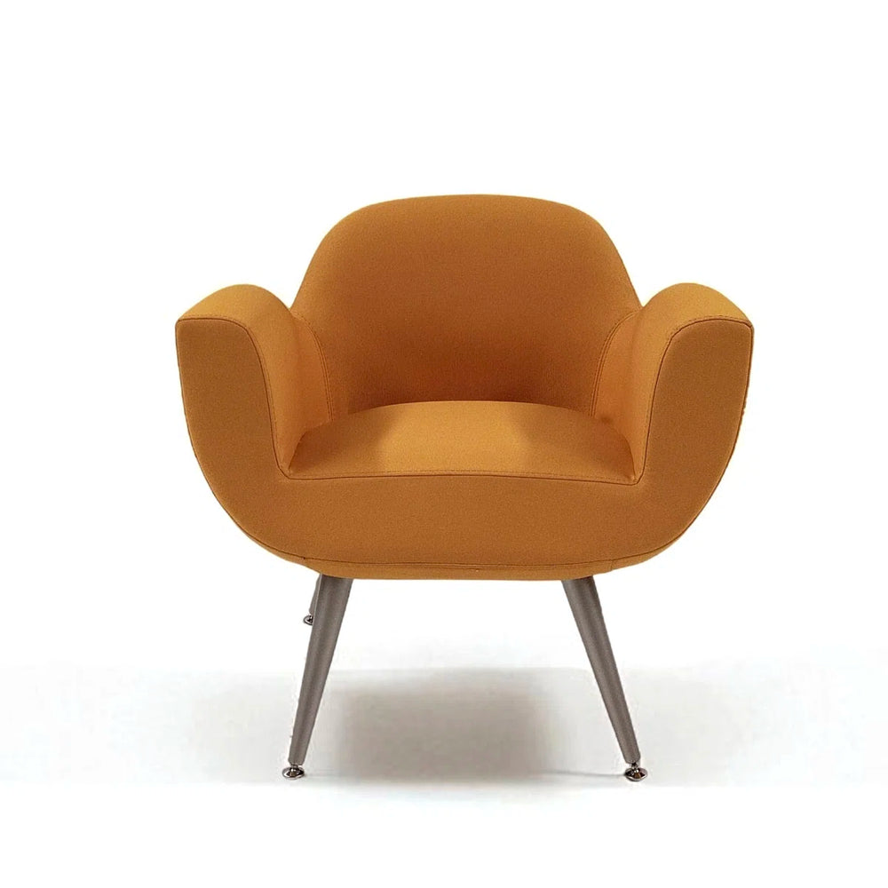 Birdy Modern Single-Seater Accent Chair with Fabric Upholstery and Painted Metal Legs