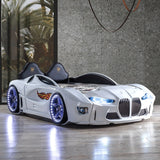 GTM Twin Race Car Bed with LED Lights &amp; Sound FX