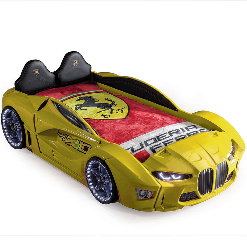 GTM Twin Race Car Bed with LED Lights &amp; Sound FX