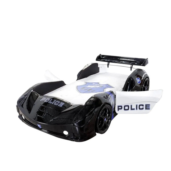 POLICE Twin Race Car Bed with LED Lights & Sound FX carbedus