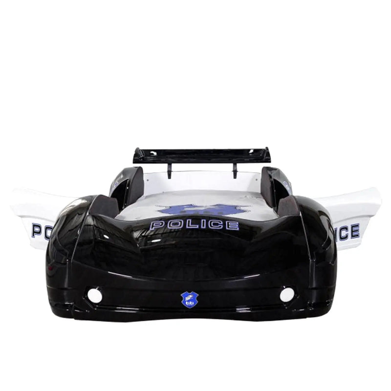 POLICE Race Car Bed with LED Lights & Sound FX - Twin Size