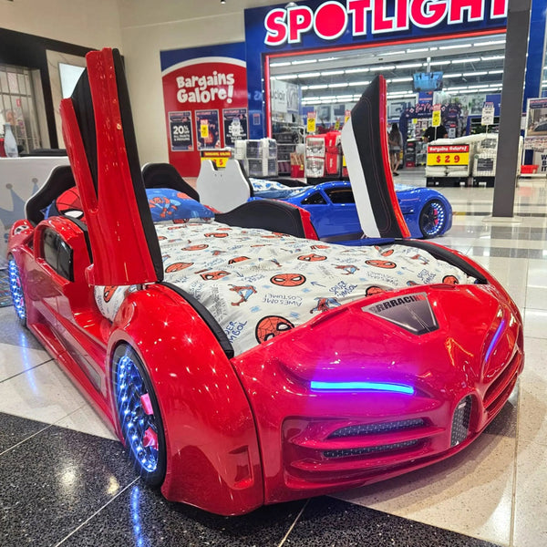 SPEEDY RX Twin Race Car Bed with LED Lights & Sound FX