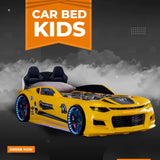 Yellow Champion Race Car Bed For Kids (should lean back seat)