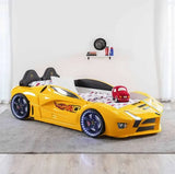 MOON Luxury Twin Race Car Bed with LED Lights & Sound FX