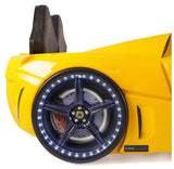 MOON Luxury Twin Race Car Bed with LED Lights & Sound FX