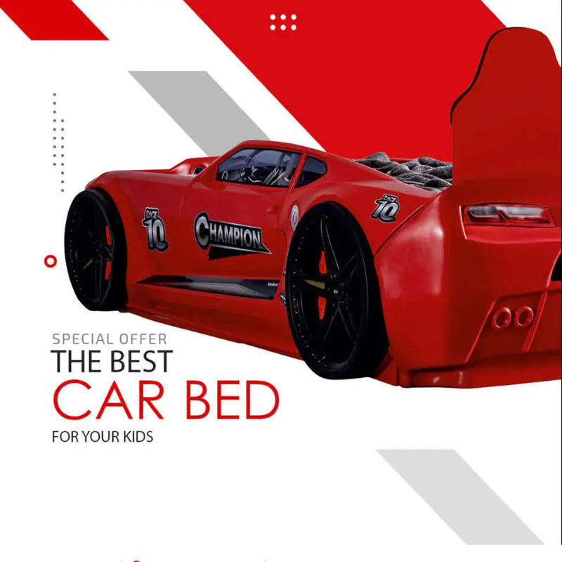 Red Champion Race Car Bed (should lean back seat)